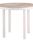 36" Natural and White Glass Wood and Aluminum Round Outdoor Dining Table