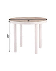 36" Natural and White Glass Wood and Aluminum Round Outdoor Dining Table