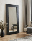 64" Black Solid Wood Leaning Framed Full Length Mirror