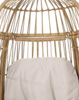 31" White Steel Outdoor Egg Chair with Cream Cushion