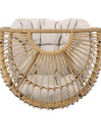 31" White Steel Outdoor Egg Chair with Cream Cushion