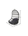 30" Gray Steel Outdoor Egg Chair with Gray Cushion