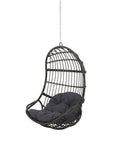 30" Gray Steel Outdoor Egg Chair with Gray Cushion