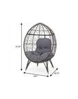 39" Gray Steel Outdoor Egg Chair with Gray Cushion