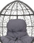 39" Gray Steel Outdoor Egg Chair with Gray Cushion