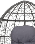 39" Gray Steel Outdoor Egg Chair with Gray Cushion