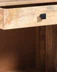 24" Natural Solid Wood Carved Geometric One Drawer Nightstand
