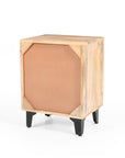 24" Natural Solid Wood Carved Geometric One Drawer Nightstand