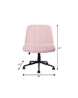 Pink and Black Adjustable Height Faux Fur Swivel Rolling Gaming Chair