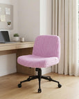 Pink and Black Adjustable Height Faux Fur Swivel Rolling Gaming Chair
