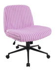 Pink and Black Adjustable Height Faux Fur Swivel Rolling Gaming Chair