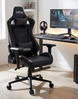 Black Swivel Rolling Racecar Gaming Chair