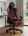Black And Red And Black Swivel Rolling Gaming Chair