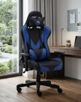 Blue And Black Swivel Rolling Gaming Chair