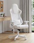 White Velvet Swivel Rolling Gaming Chair