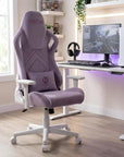 White Velvet Swivel Rolling Gaming Chair