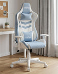 Blue And White Swivel Rolling Gaming Chair
