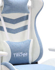 Blue And White Swivel Rolling Gaming Chair