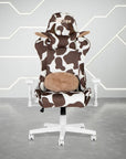 Black White And Pink Cow Print Adjustable Height Swivel Rolling Gaming Chair