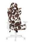 Black White And Pink Cow Print Adjustable Height Swivel Rolling Gaming Chair