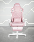 Pink And White Adjustable Height Swivel Rolling Gaming Chair