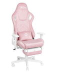 Pink And White Adjustable Height Swivel Rolling Gaming Chair