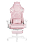Pink And White Adjustable Height Swivel Rolling Gaming Chair