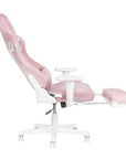Pink And White Adjustable Height Swivel Rolling Gaming Chair