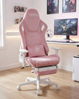 Pink And White Adjustable Height Swivel Rolling Gaming Chair