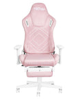 Pink And White Adjustable Height Swivel Rolling Gaming Chair