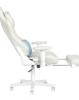 White Adjustable Height Swivel Rolling Gaming Chair With Footrest