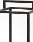 21" Black Iron And Glass Tabletop Lantern Candle Holder
