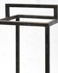 21" Black Iron And Glass Tabletop Lantern Candle Holder