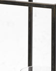 24" Black Iron And Glass Tabletop Lantern Candle Holder