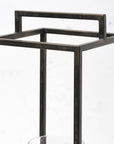 24" Black Iron And Glass Tabletop Lantern Candle Holder