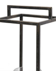 24" Black Iron And Glass Tabletop Lantern Candle Holder