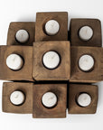 8" Brown Solid Wood Tabletop Candelabra Candle Holder