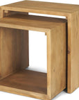 Set of Two Natural Solid Wood Frame Nested Tables
