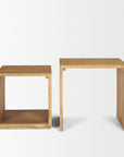 Set of Two Natural Solid Wood Frame Nested Tables