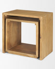 Set of Two Natural Solid Wood Frame Nested Tables