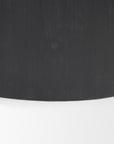 Set of Two Beige and Black Rattan and Solid Wood Round Drum Nested Tables
