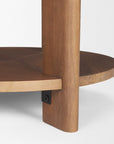 26" Brown Solid Wood Round End Table With Shelf