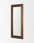 69" Brown Ribbed Solid Wood Wall Mounted And Leaning Framed Full Length Mirror