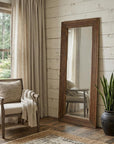 69" Brown Ribbed Solid Wood Wall Mounted And Leaning Framed Full Length Mirror