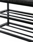 Black Six Pair MetalShoe Storage Bench