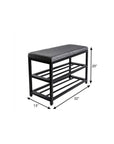 Black Six Pair MetalShoe Storage Bench