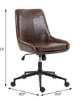 Dark Brown and Black Adjustable Height Swivel Rolling Office Chair