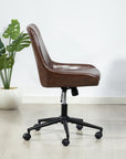 Dark Brown and Black Adjustable Height Swivel Rolling Office Chair