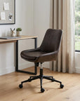 Dark Brown and Black Adjustable Height Swivel Rolling Office Chair