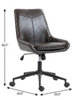 Dark Brown and Black Adjustable Height Swivel Rolling Office Chair